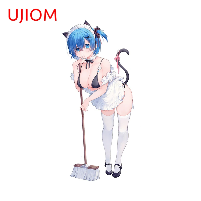 UJIOM Anime Cute Maid Rem Wall Stickers Amusing Seductive Cartoon Girl Bedroom Decoration Personal Waterproof Switch Decal