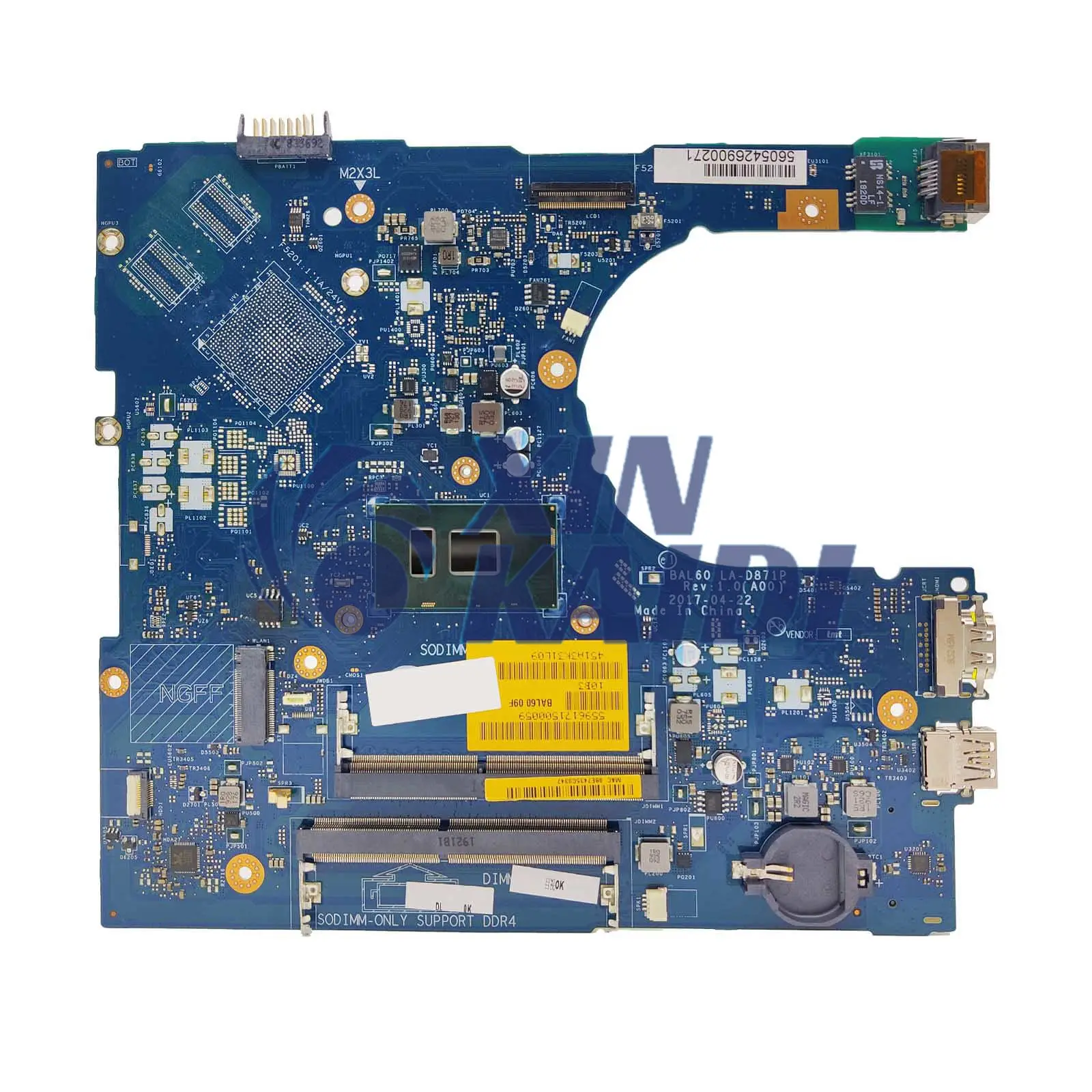 

Laptop Motherboard For DELL Inspiron 5566 5468 BAL60 CN-0J922J CN-02PX9P LA-D871P Notebook Mainboard i3 i5 i7 6th 7th CPU