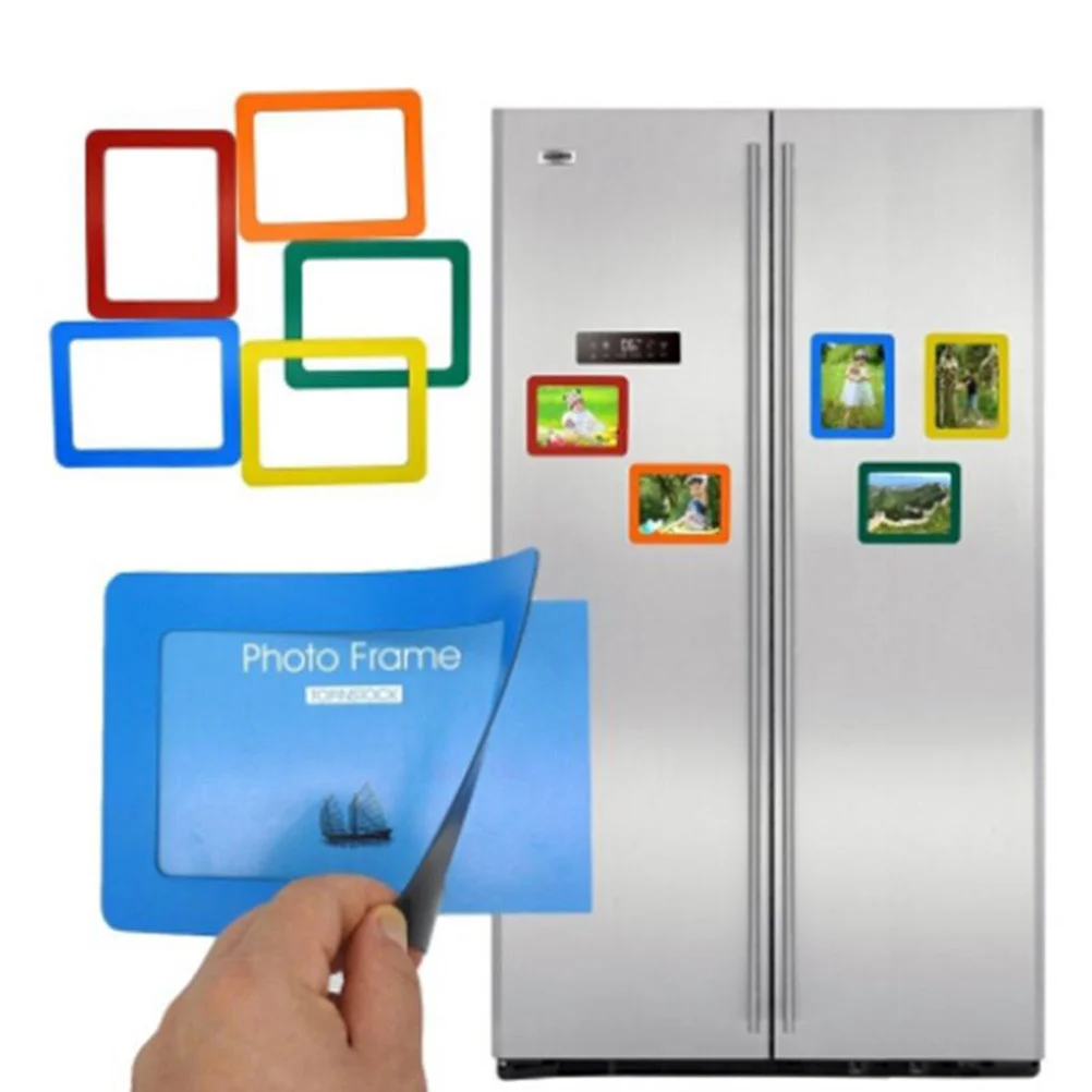 

DIY Photo Frame 7 Inch Colorful Magnetic PVC Picture Frame for Refrigerator Cabinet Sturdy Structure Gift Family Friends