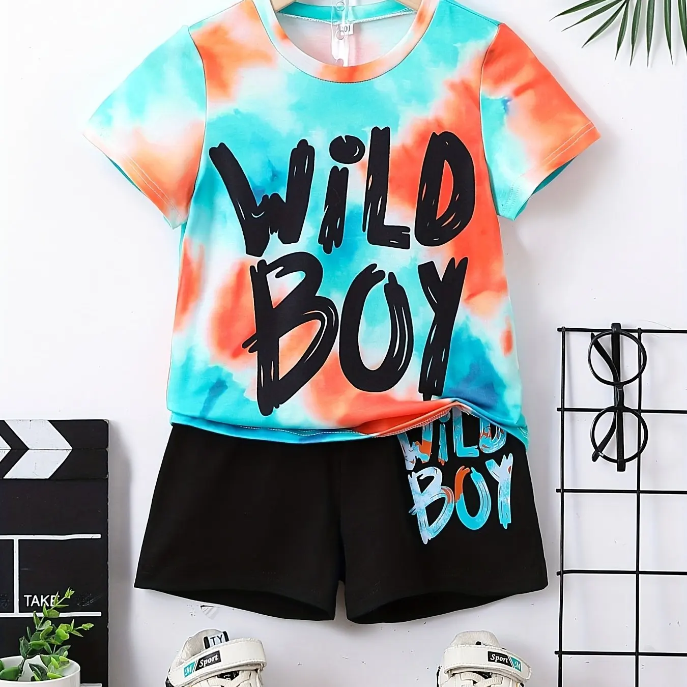 2024 Kids Clothes Suit for Boy Girl Short Sleeve Children\'s Sets Tie-Dye 3D Letter Print Kids Summer Clothes Children\'s Clothing