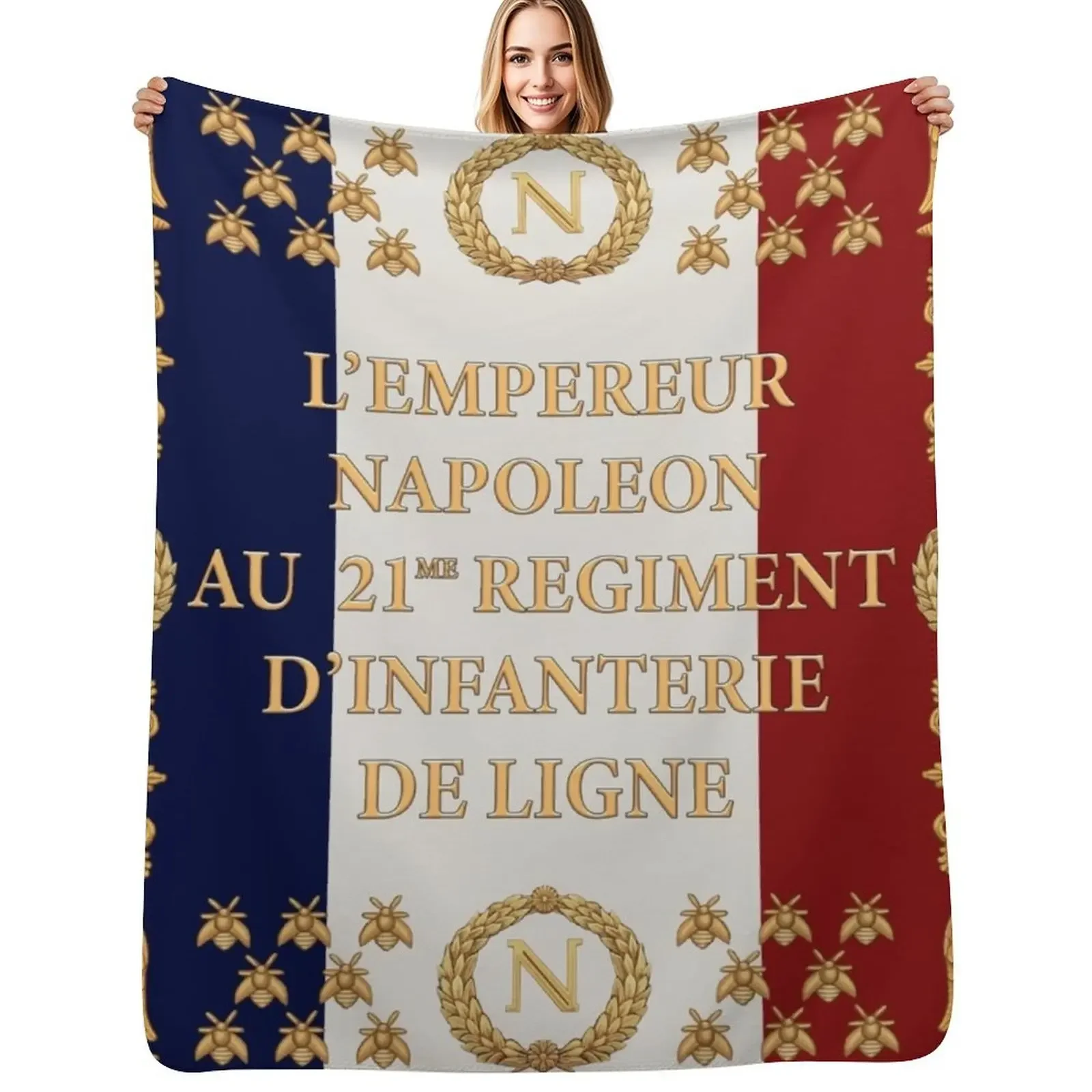 Drajes franceses napoleónicos del 21me D'infanterie de Ligne 1812 manta a cuadros en el sofá franela sofá cama manta