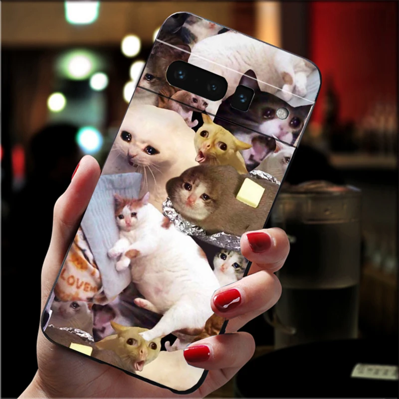 Phone Case for Google Pixel 9 Pro XL 9 8 7 Pro 8A 7A 7 6A 6 Pro Pixel 4 3 XL 5 6 4A Funda Crying Cat Memes