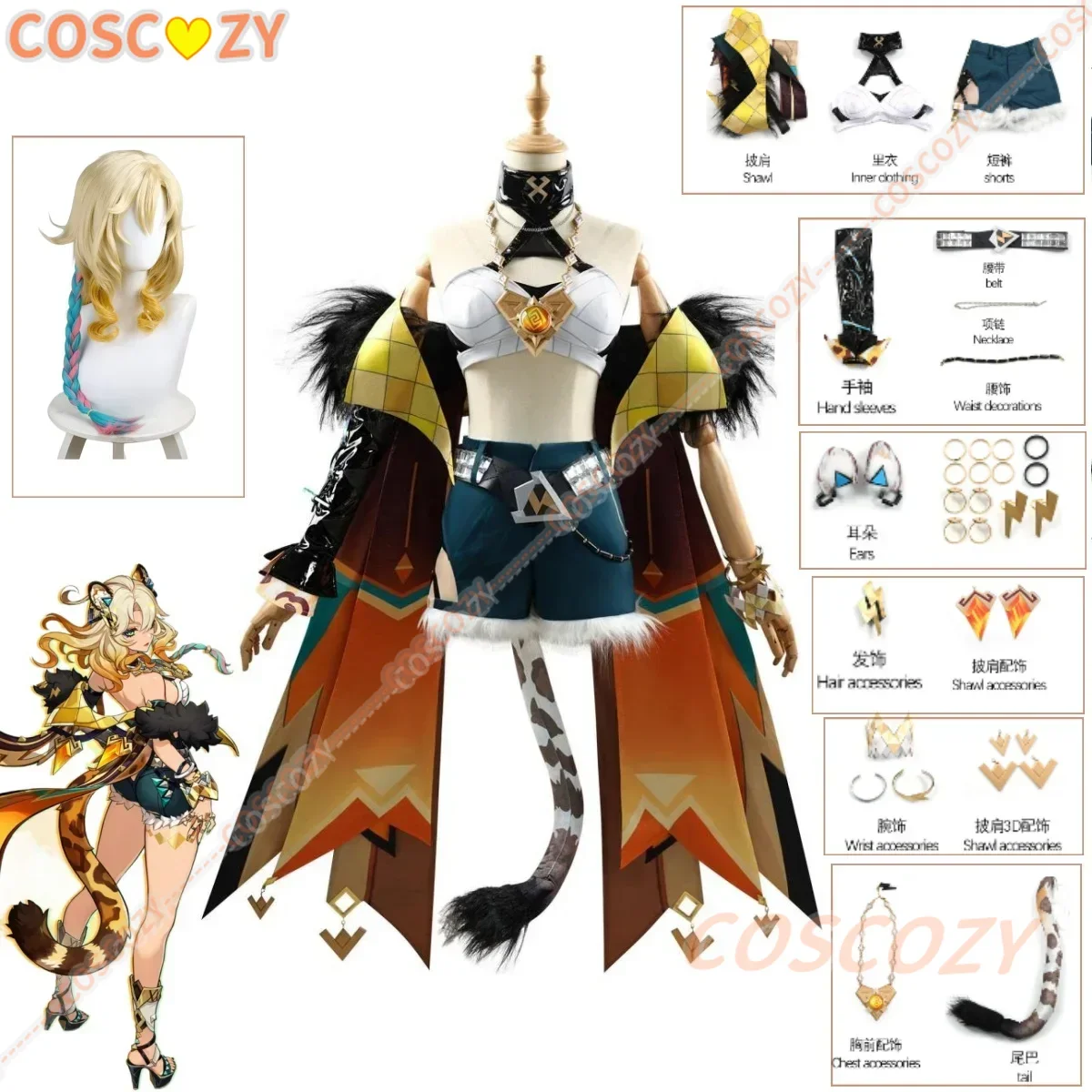 Xilonen Cosplay Genshin Impact Costume Nanatzcayan Natlan Xilonen Uniform Hair Wig Halloween Carnival Party Outfit