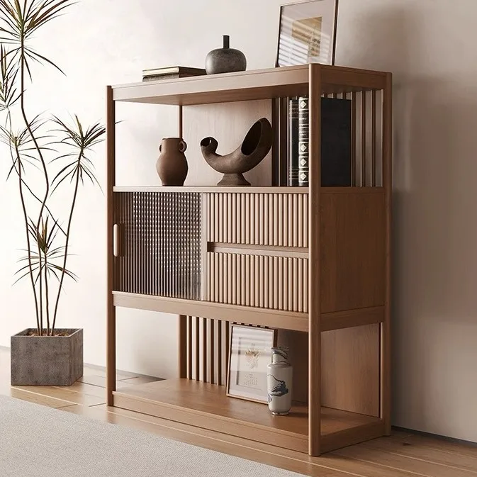 

Новый китайский чайный шкаф-стеллаж из массива дерева в стиле династии Сун, пристенный, со встроенным боковым шкафчиком и тумбой для хранения.