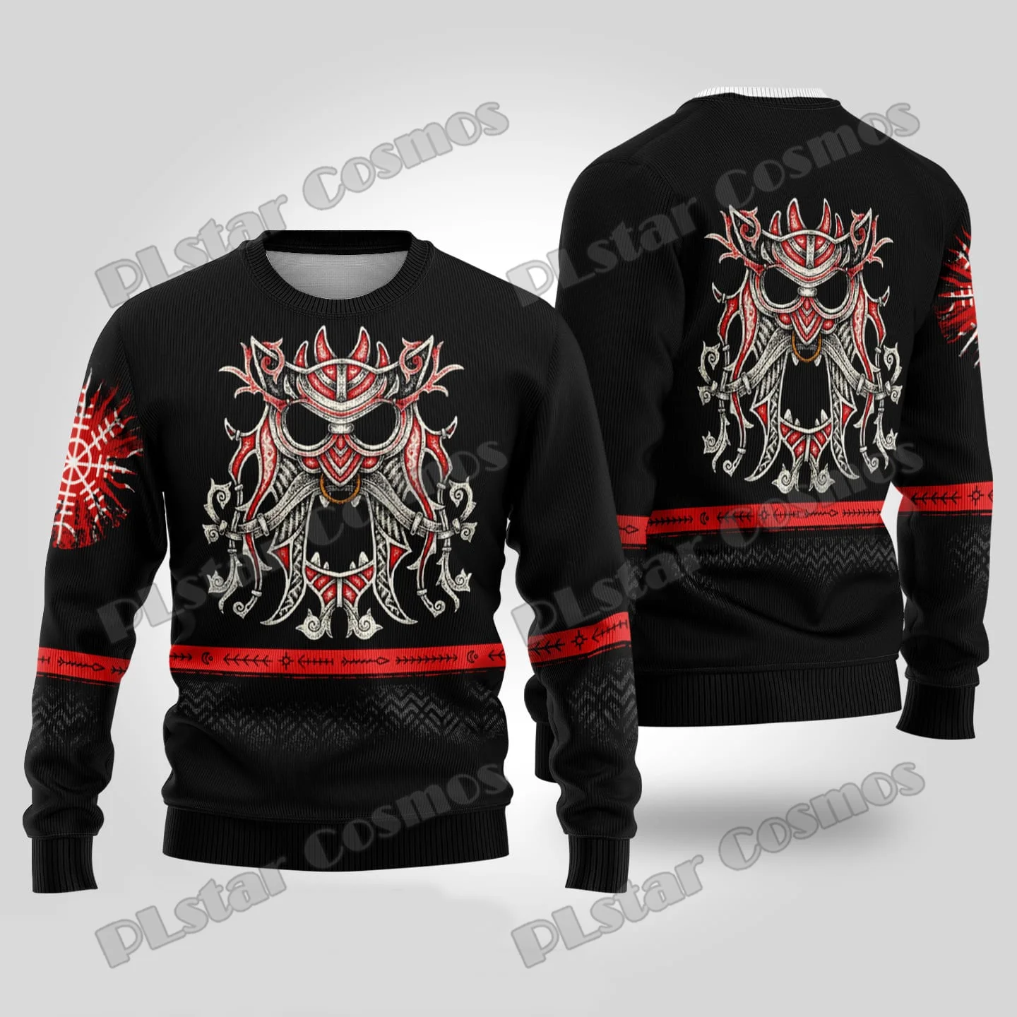 

Autumn Winter Unisex Casual Knit Pullover Sweater Odin Raven Huginn and Muninn 3D Printed Men's Ugly Christmas Sweater MMY02
