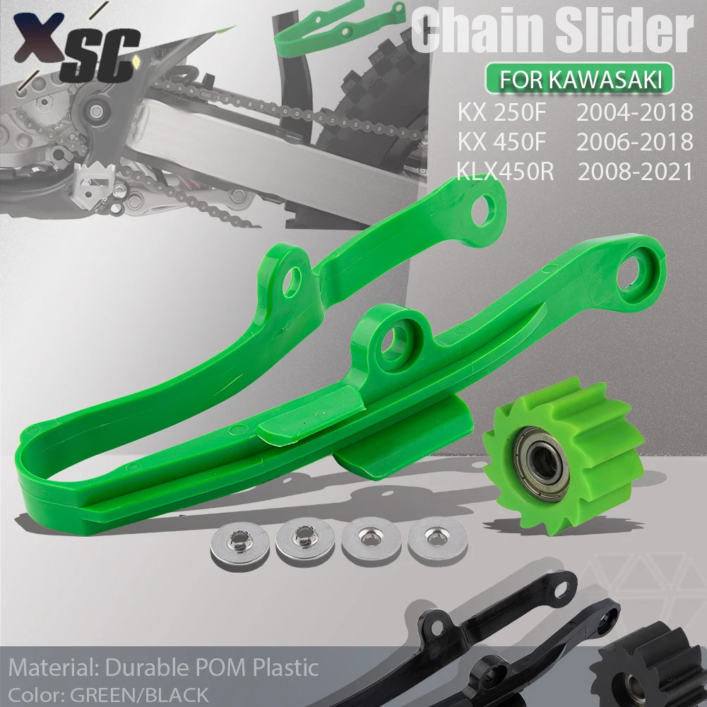 Motorcycle Plastic Guide Chain Glue Sprocket Slider Chain Roller Set For Kawasaki KX250F 450F 2004-2018 KLX450R 2008-2021 Enduro