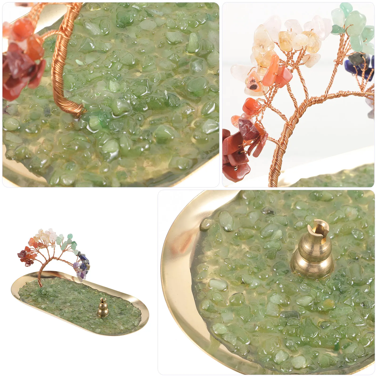 

Crystal Incense Holder Decorative Brass Burner Compact Creative Exquisite Desk Ornament Office Home Meditation Relaxation