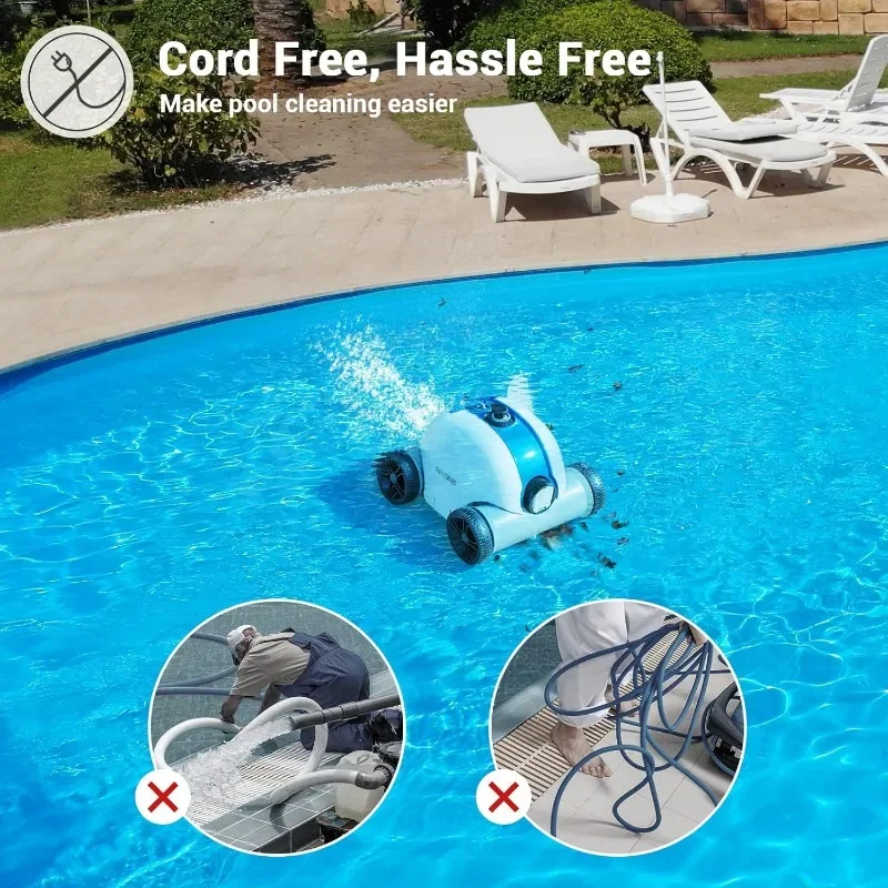 PAXCESS Cordless Robotic Pool Cleaner, Automatic Pool Vacuum Cleaning Appliances Robot Pool Cleaner