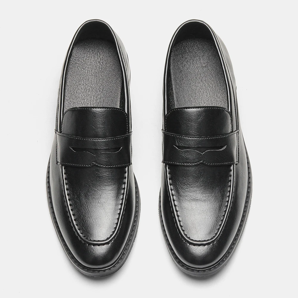 Men's Black Penny Loafers Classic Business Dress Shoes Slip-On Formal Leather Loafers for Men Casual Office Work Shoes - view 5