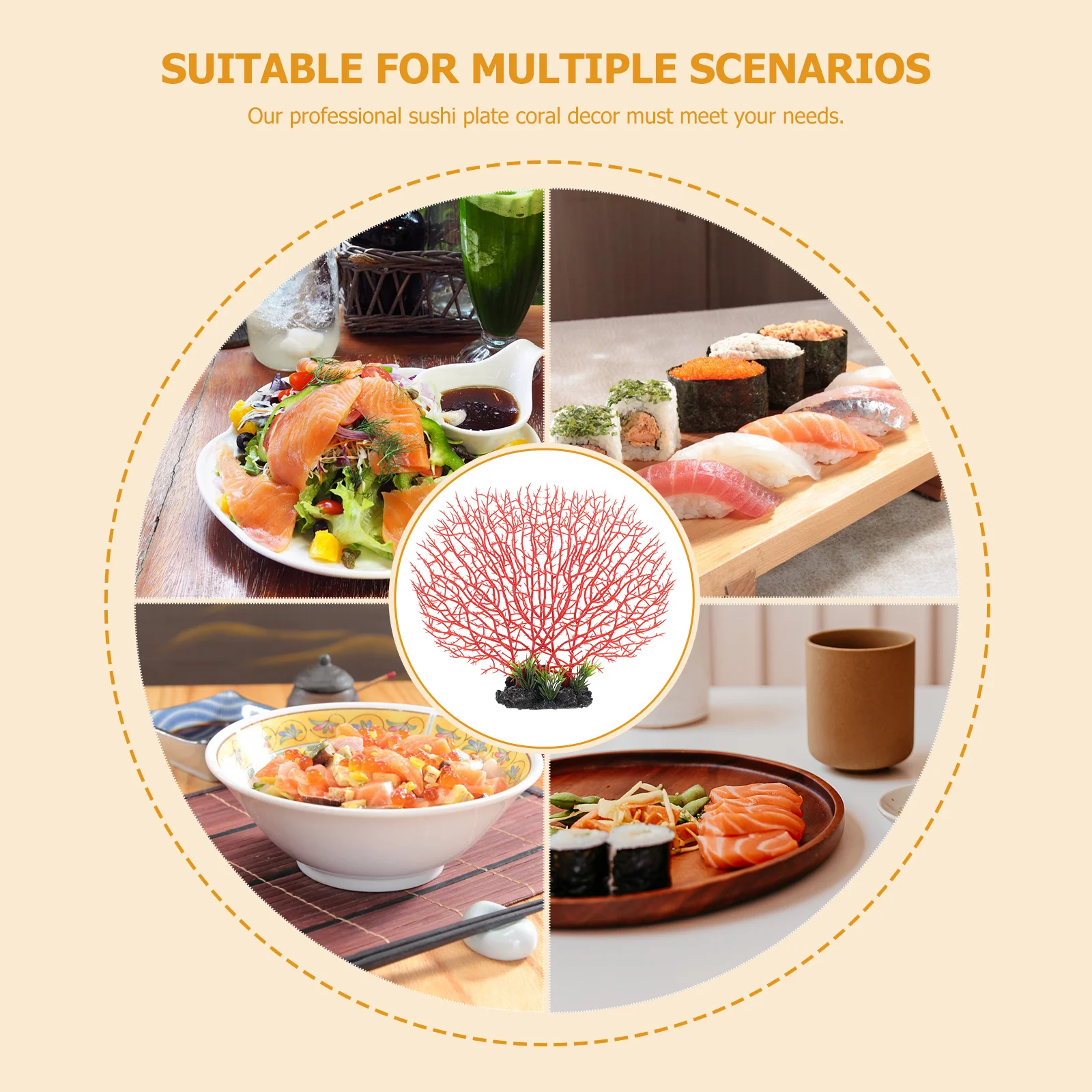 

1pc Sushi Plate Decorations Premium Faux Coral For Sushi Dish Cold Serving Ornament Hotel Restaurant Bar Decor