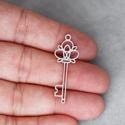3pcs Crown Key DIY Craft Tassels Earrings Vintage Necklace Women Stainless Steel Pendant Charms for Jewelry Making Accessories