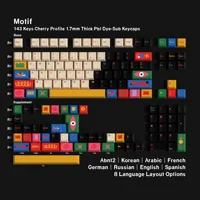 GMK Motif Keycaps Dye Sub alemán coreano español árabe francés ruso ISO ANSI juego grande 143 teclas para teclado mecánico