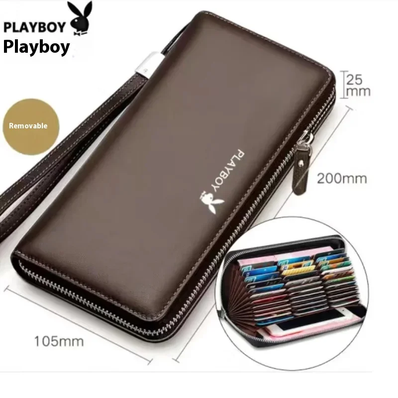 PLAYBOY RFID Protected Wallet Men's Long Wallet Hand-held Bag with Multiple Card Slots and Large Capacity Mobile Phone Bag