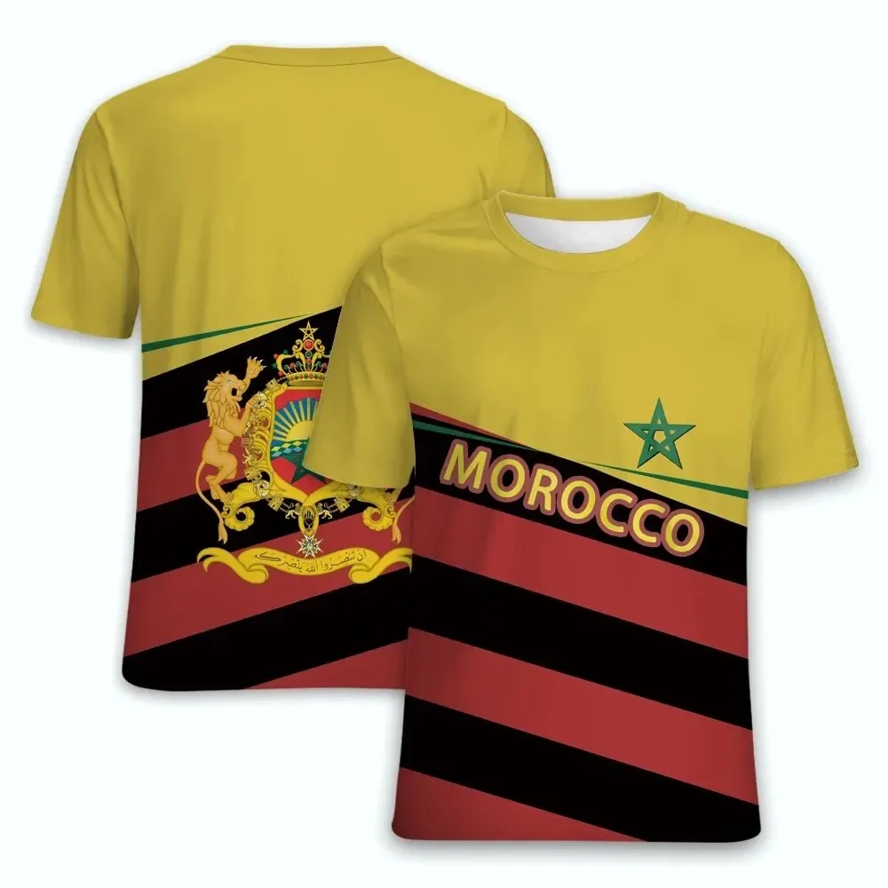 Summer Men's Tshirts Moroccan Flag 3D Print Casual Oversized Short Sleeve T Shirt Fashion Round Neck Men Women Tees Top Clothing