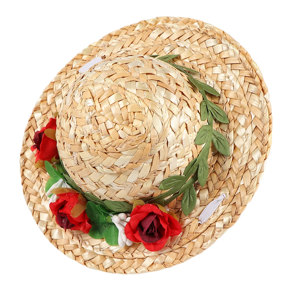 

1Pcs Flower Hat for Pets Straw Woven Pet Hat Adjustable Decorative Headwear for Cat Dog Rabbit Outdoor Wear Rose Design Size S