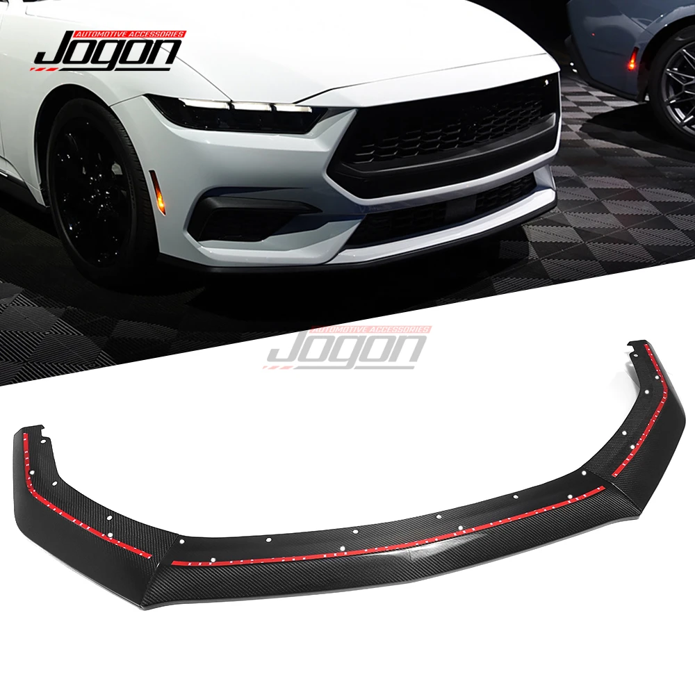 Carbon For Ford Mustang S650 GT Ecoboost 2024+ Car Front Bumper Lower Lip Spoiler Splitter Body Kit Guard Diffuser Accessories