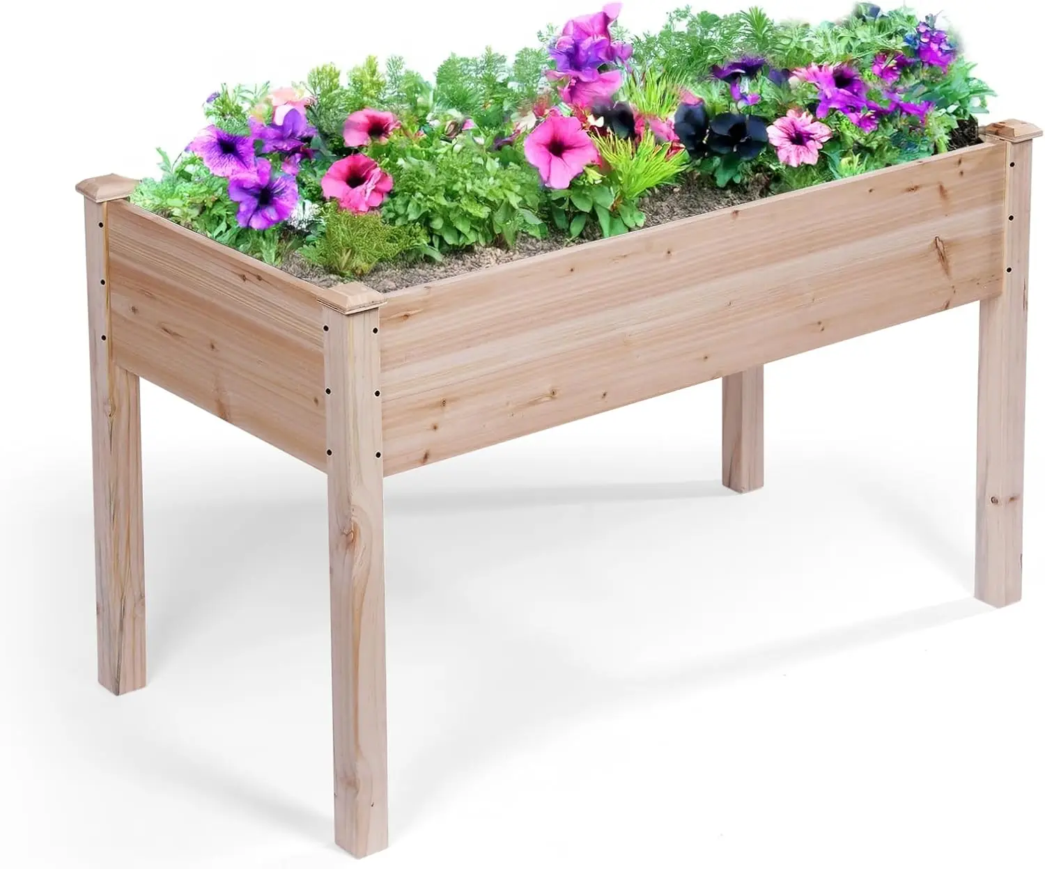 

Wooden Raised Garden Bed 48x24x30 Inches with Liner for Outdoor Vegetable Flower Herb Gardening