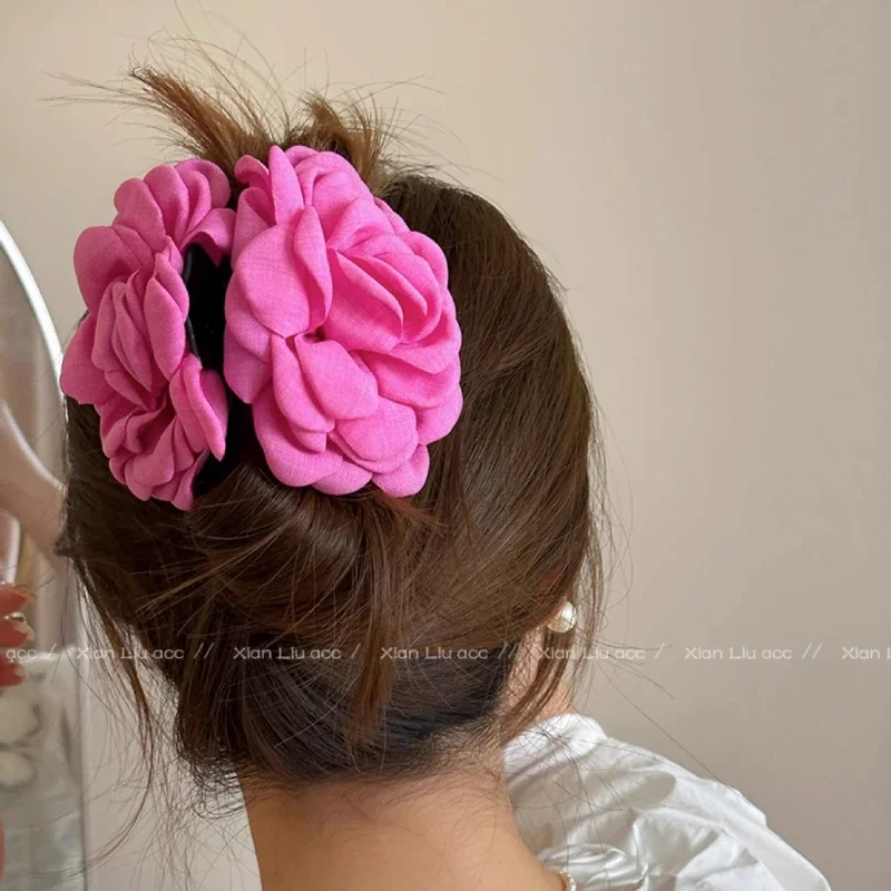 Hair Claw Dried Rose Blossom Claw Clip Female Style Shark Clip Sweet Claw Clip Spring/Summer New Style Hair Jewelry