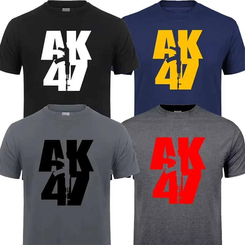 For Man RU Brand Clothing Ak 47 Soviet Union Gun Russian Weapons Rifle Topics T-Shirt For Men Short Sleeve Cotton Cool T Shirt