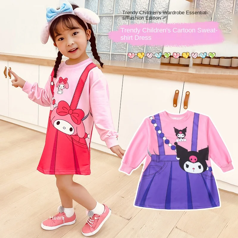 Sanrio Children's Princess Dresses Girl Birthday Clothing Girls Cartoon Dress Summer Cute Casual Kids Casual Dress Clothing