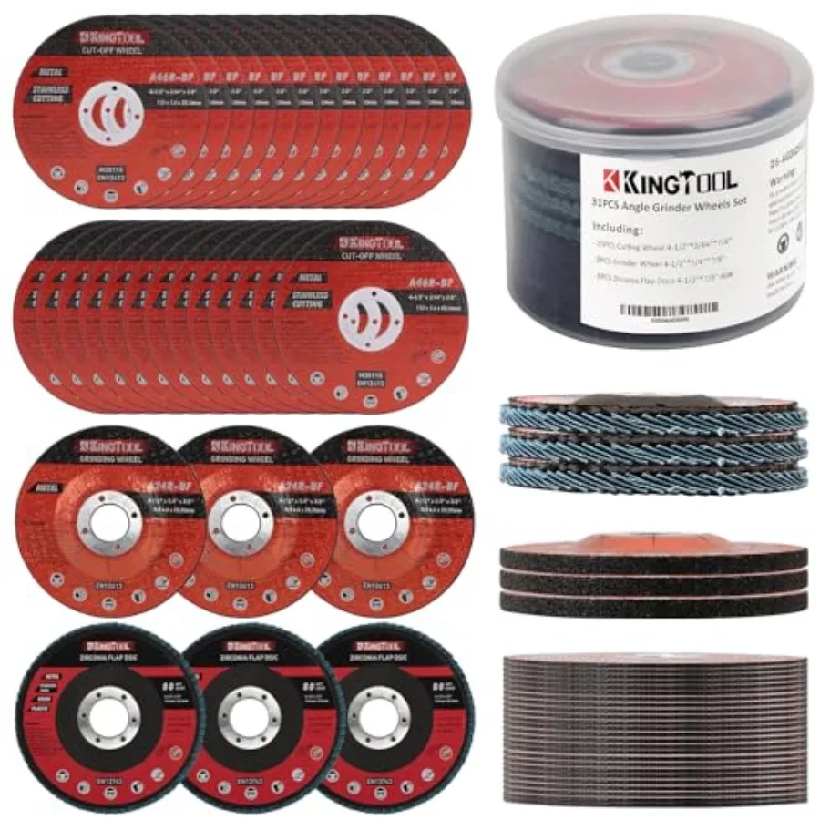 

31pcs Grinding and Cutting Wheels 4 1/2 inch Grinder Disc Set - 25pcs Cutting Wheel 3pcs 4 1/2 Grinding Wheels 3pcs Flap Discs