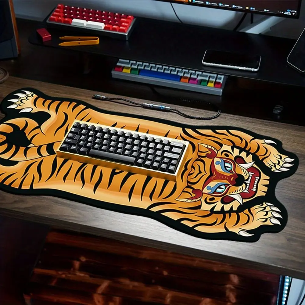 Creative Diatom Mud Tiger Keyboard Pad Absorbent Non-slip Desktop Keyboard Pad Washable Soft Tiger Skull Floor Mat Kitchen Floor