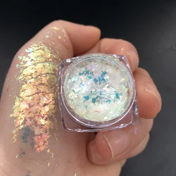 1 Box Shiny Mermaid Opal Powder Nail Glitter Aurora Chameleon Yuki Rainbox Nail Sequins Powder Unicorn Mirror Aurora Opal Powder