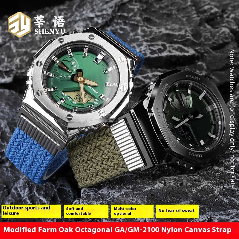 

GA-2100 Elastic Nylon Watch Strap For Casio G-SHOCK GA-2100 GA-2110 GM-2100 Modified Royal Oak Men's Nylon Watch Bracelet 16mm