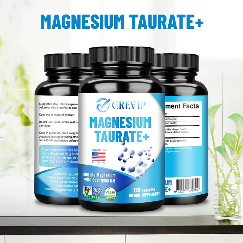 

Magnesium Taurate Capsules - Supports Muscle & Heart Health, Helps Promote Blood Circulation, and Maintains Electrolyte Balance