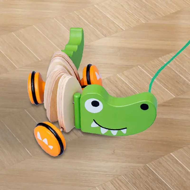 Wood Walking Pull Toys Toddler Toy Pull Along Puppy Wooden Walking Toy Push Developmental Pull Toys Kids Toy With String For