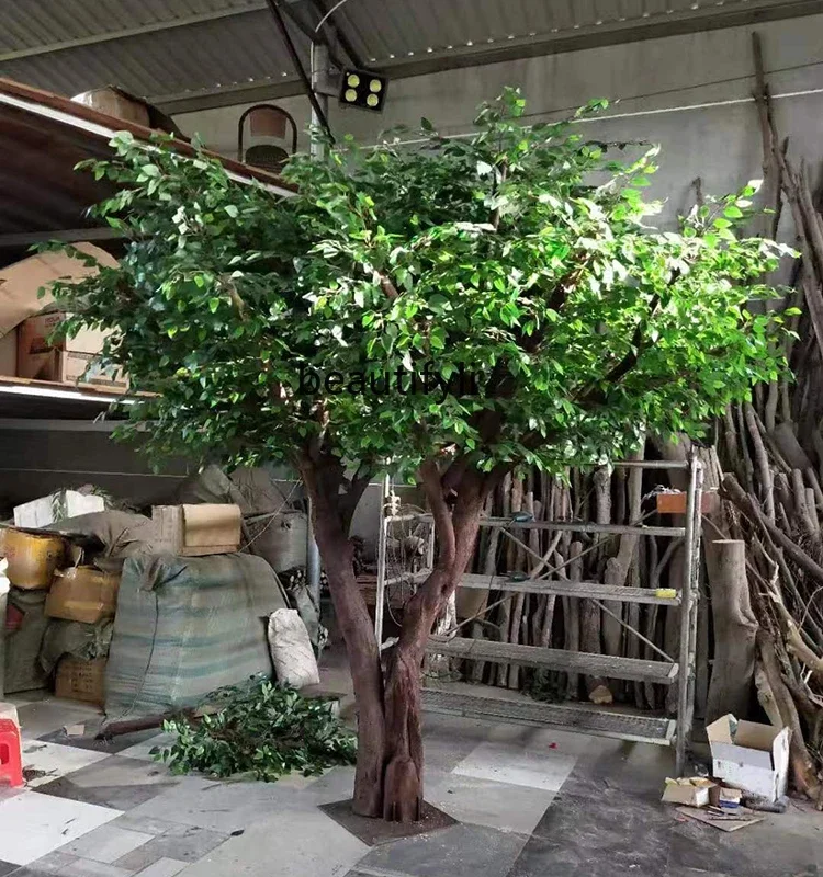 

Simulation Tree Fake Trees Simulation Banyan Tree Large Plant Living Room Pachira Macrocarpa Solid Wood Trunk Decoration