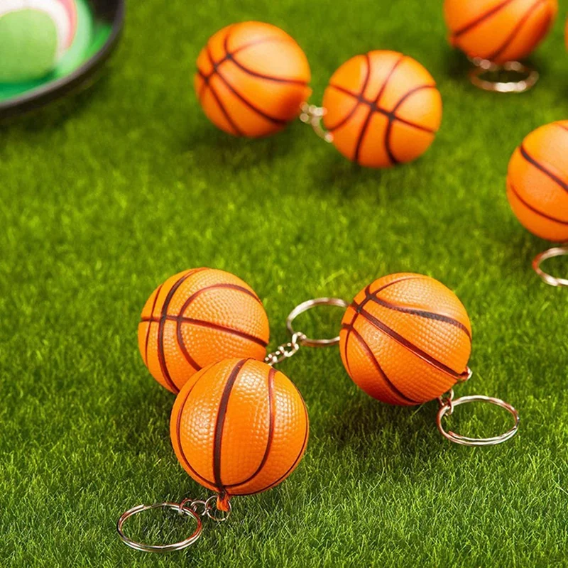 120 Pack Basketball Ball Keychains For Party Favors,Basketball Stress Ball,School Carnival Reward,Sports Centerpiece