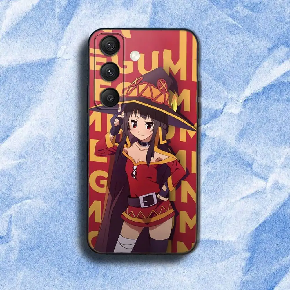 M-Megumin K-KonoSuba Funda de teléfono para Samsung S 25,24,23,22,30,21,10,9,Ultra,Plus,Lite,FE,4,5G Funda blanda negra