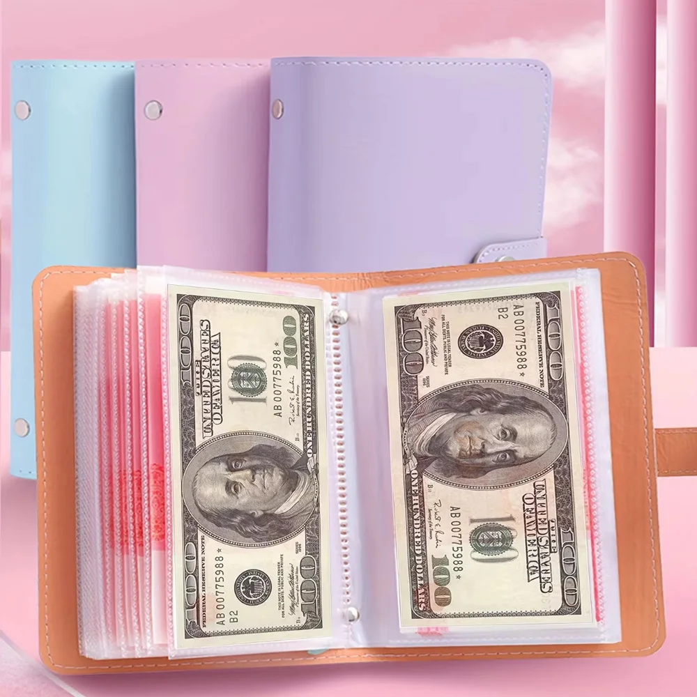 Creative 1 Banknote Storage Book Made Of PU Material, Can Hold 100 Banknotes With Banknote Photos Stamps Bank Card Storage Book