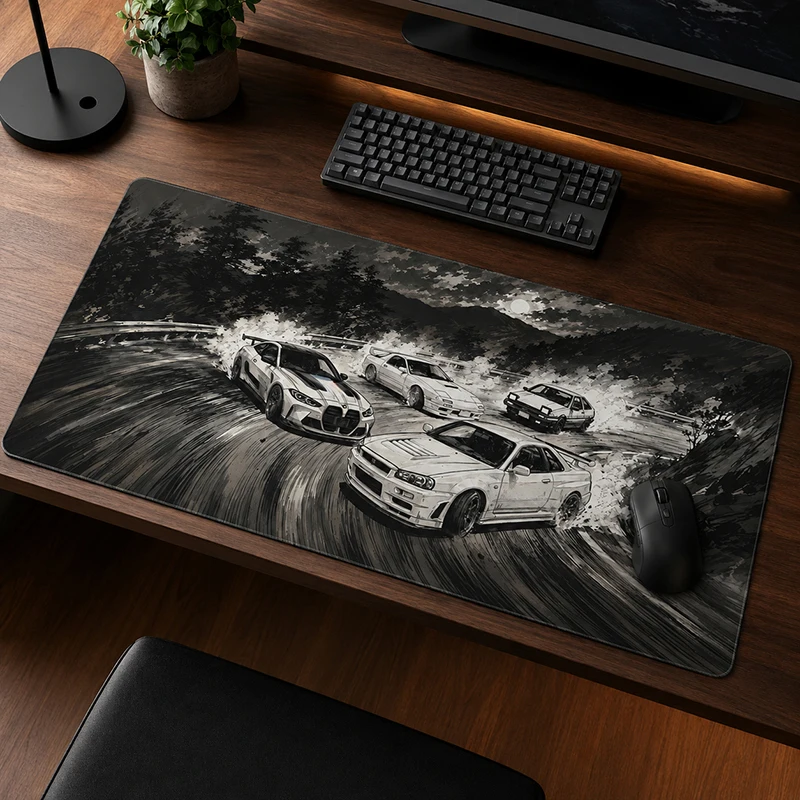 Black And White Mountain Race Cars Mouse Pad Gamer XL Large Custom HD Mousepad XXL MousePads Office Carpet Mouse Mats Table Mat
