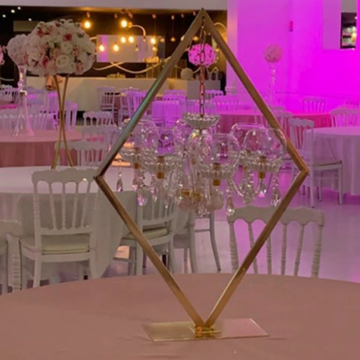 8 pieces)Wedding Party Decorative Geometric Acrylic Gold Candelabra Table Centerpieces