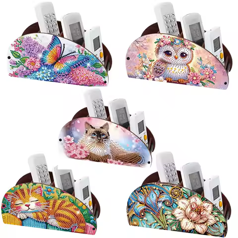 Diamond Painting Kit Triangle Shaped Organizer Box-Animals and flowers, DIY Special Shape Diamond Handmade Making Organizer Box