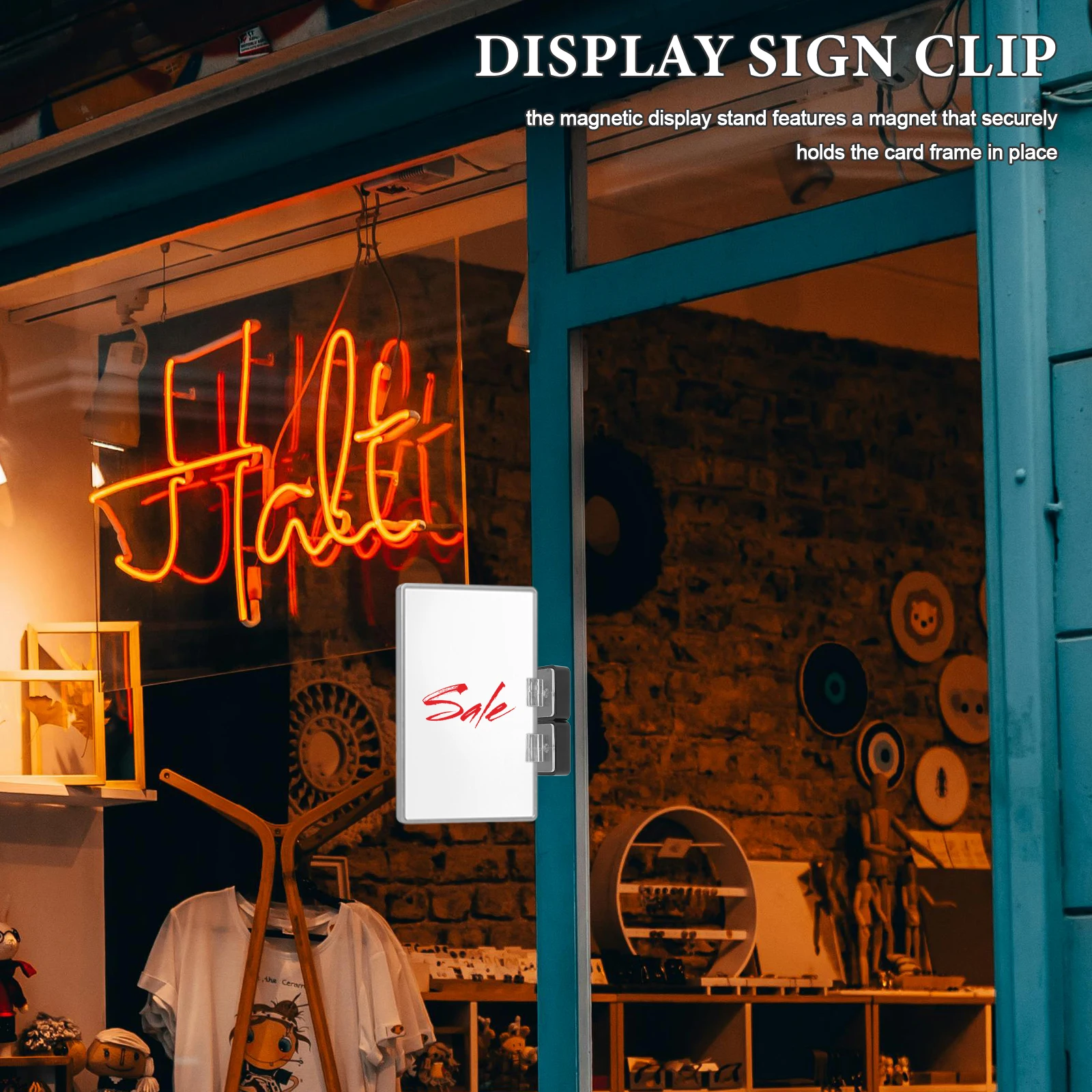 2Pcs Magnetic Display Stand Menu Holder Single Sign Holders Plastic Stands Counter Top Name Plate Desktop Clear Frame