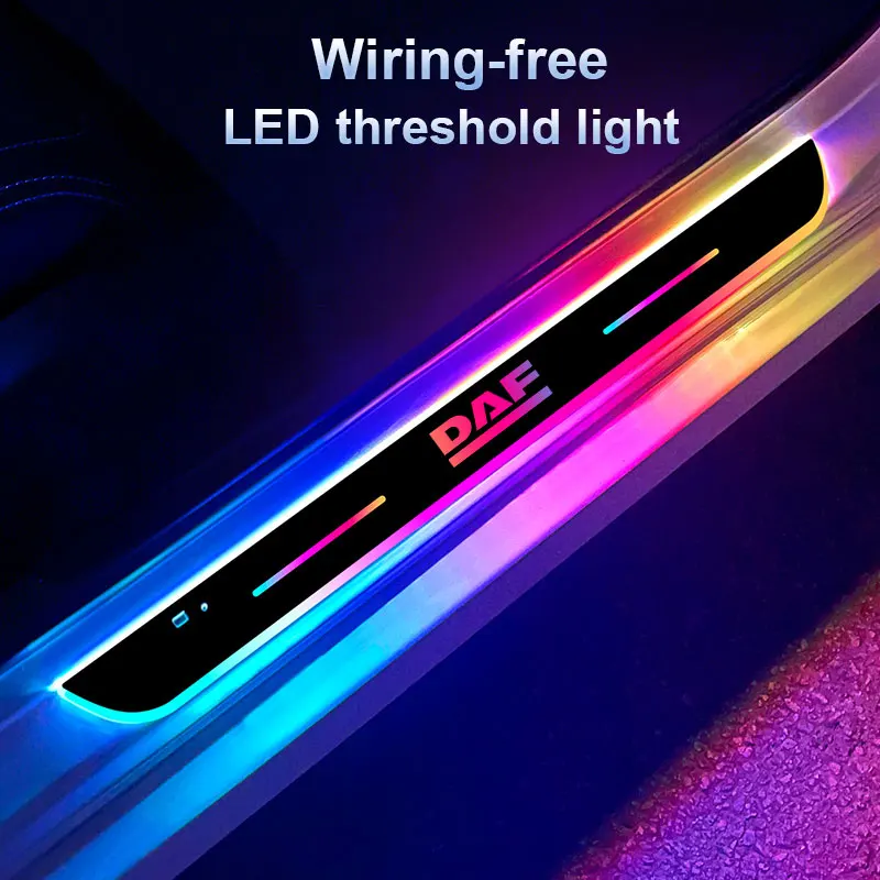 

Car door Sill light logo Projector lamp Power Moving LED Welcome Pedal For DAF Car XF 95 105 car