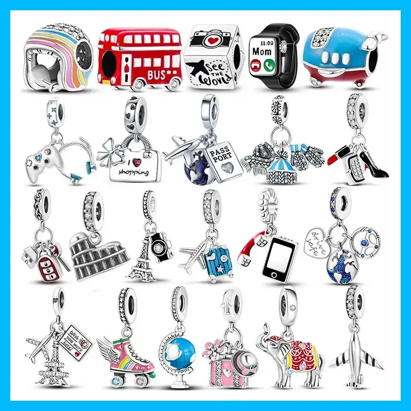 925 Sterling Silver Camera Charms Beads Fit Original Bracelets Bag Keychain Charms Beads Pendant Diy Women Jewelry Gift