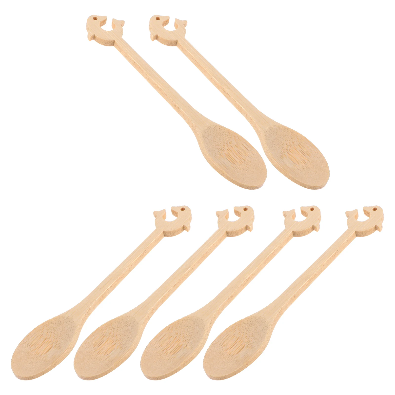 

6pcs Bamboo Multi-functional Spoons Cartoon Easy Clean Coffee Stirring Ice Cream Spoon Kitchen Utensils Reusable Honey