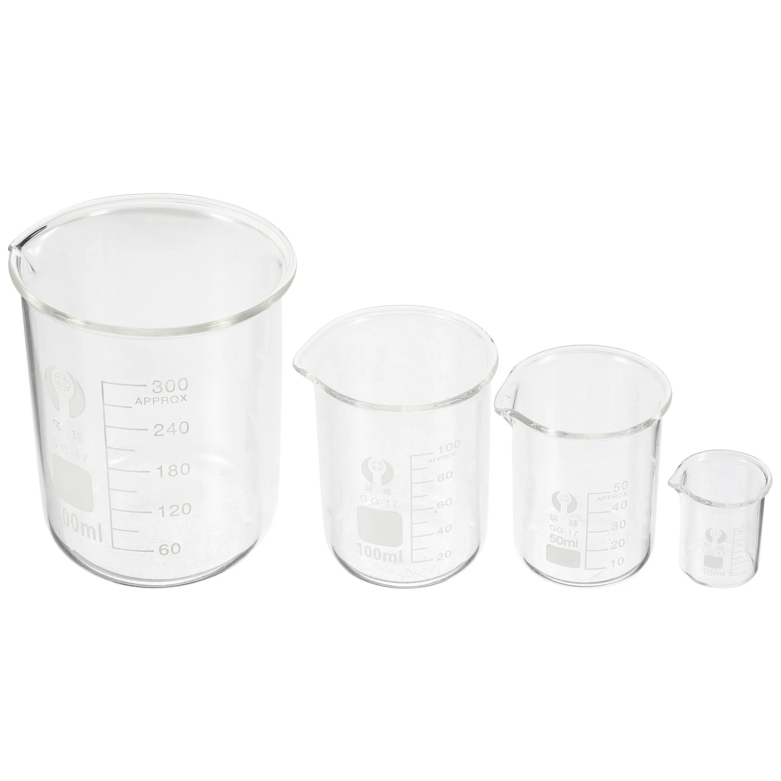 

4Pcs Glass Beaker Set 10Ml 50Ml 100Ml Graduated Chemistry Beakers with Pouring Spout Clear Measurement Scientific Lab Glassware