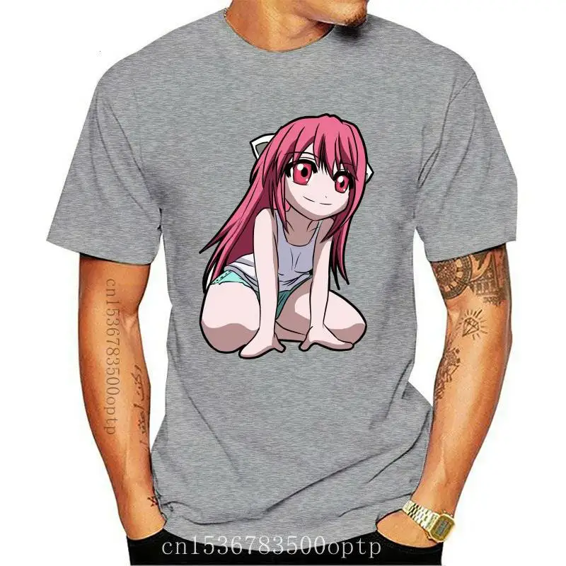 New Men's Elfen Lied T-Shirts Nyu Vintage Cotton  Short Sleeve Anime Manga Blood Lucy Girl Yuka T Shirts Round Collar Clothes