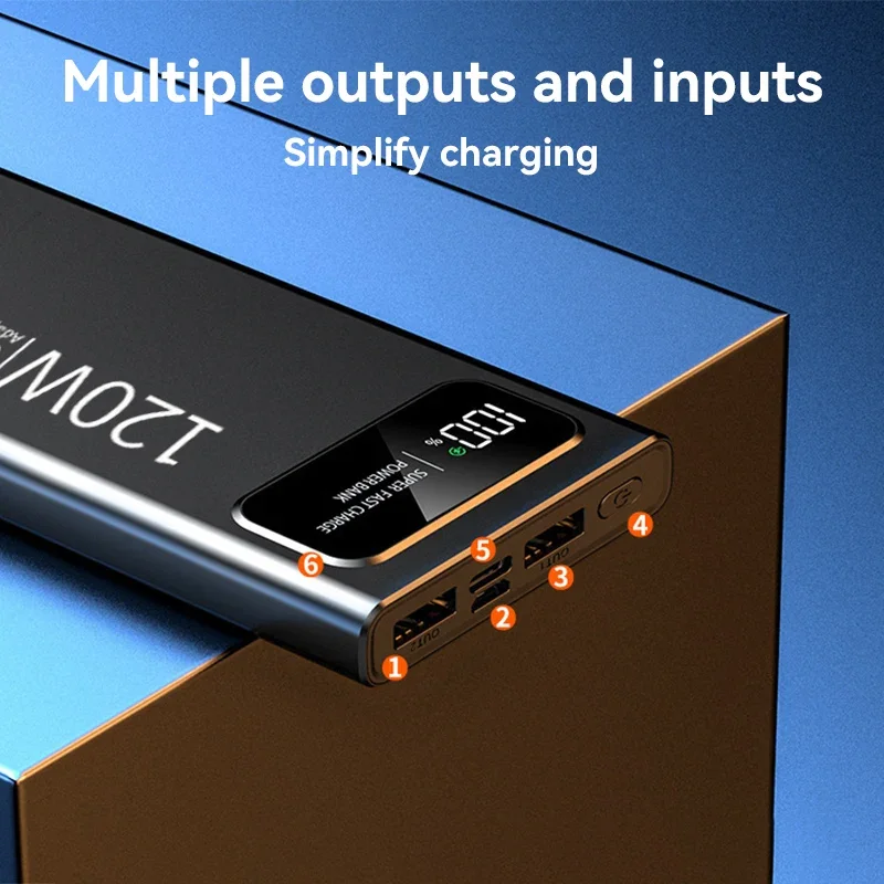 120W High Capacity Power Bank 200000mAh Fast Charging Powerbank Portable Battery Charger For iPhone Samsung HUAWEI XIAOMI NEW