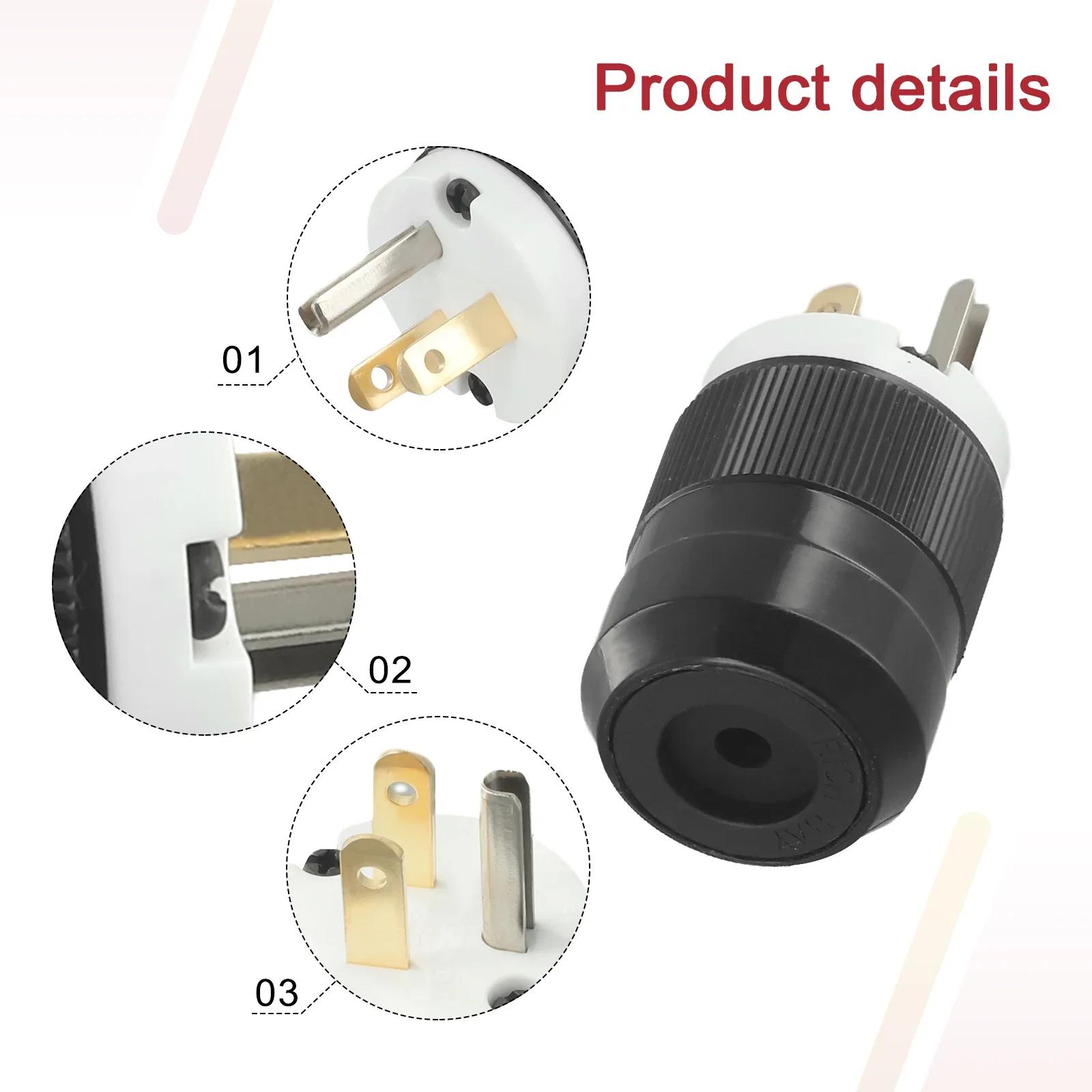 

NEMA 5-15P 15A 125V 2-pole 3-wire Grounding Straight Blade Male Heavy-duty Nylon Plug Replacement Plugs Tool Accessories