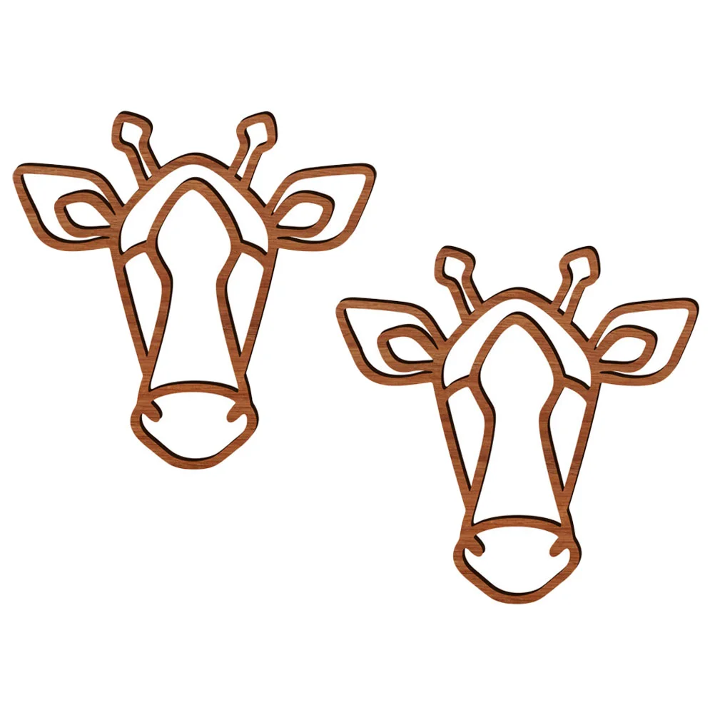 2 Pcs Wooden Animal Wall Decoration Cute Bedroom Craft Rustic Pendant UV Exquisite Details Basswood