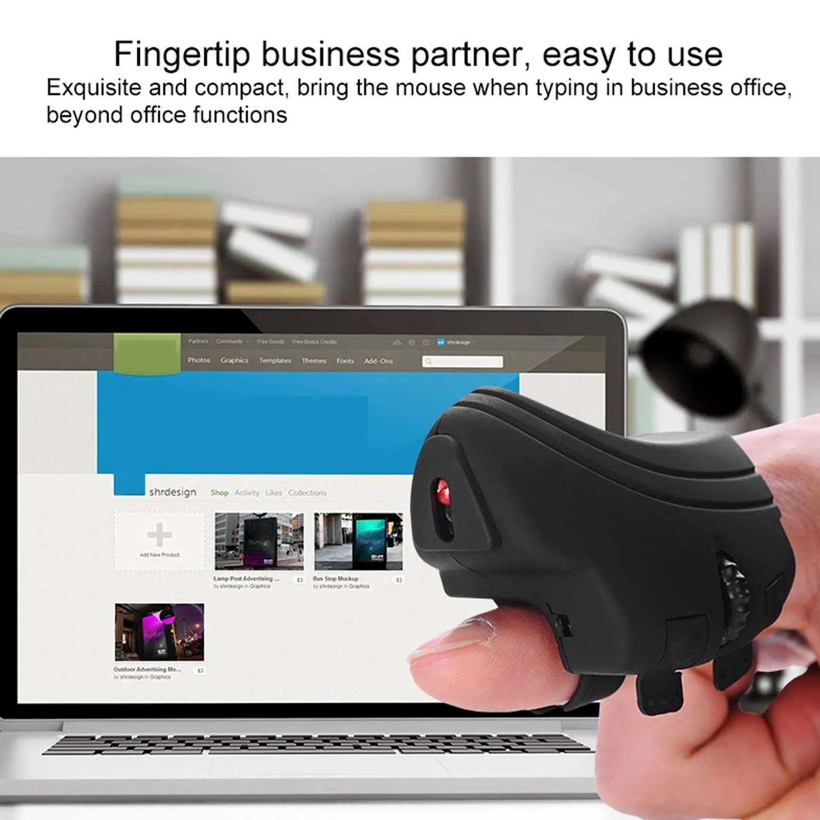 Finger Ring Mouse 1000DPI Easy Control High Efficiency  Wireless Finger Ring Mouse Portable Rechargeable 2.4GHz for Office