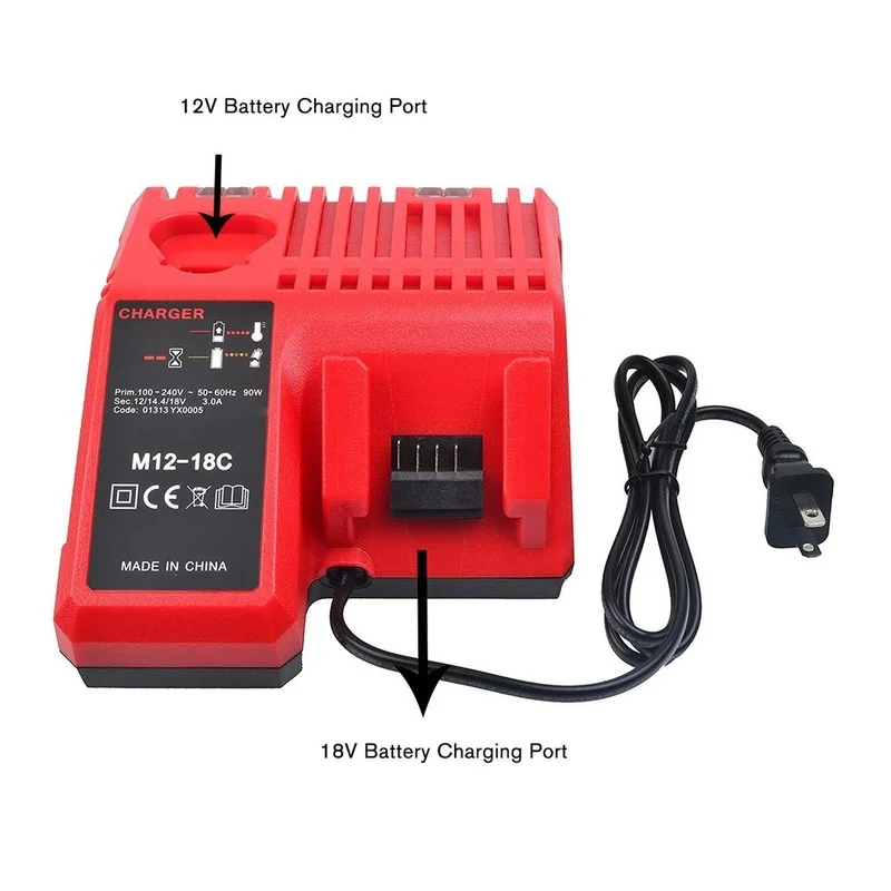 Para M`12 para M`18 cargador de repuesto rápido M & 12-18 12V 18V cargador de iones de litio para cargador de batería Milwaukee UE/REINO UNIDO/EE.