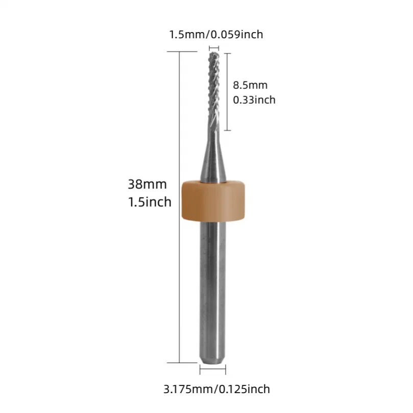 10pcs Carbide End Mill Cutters Engraving Bits for CNC Machinery PCB End Milling Set 0.5mm 1.5mm 1.6mm x 3.175mm