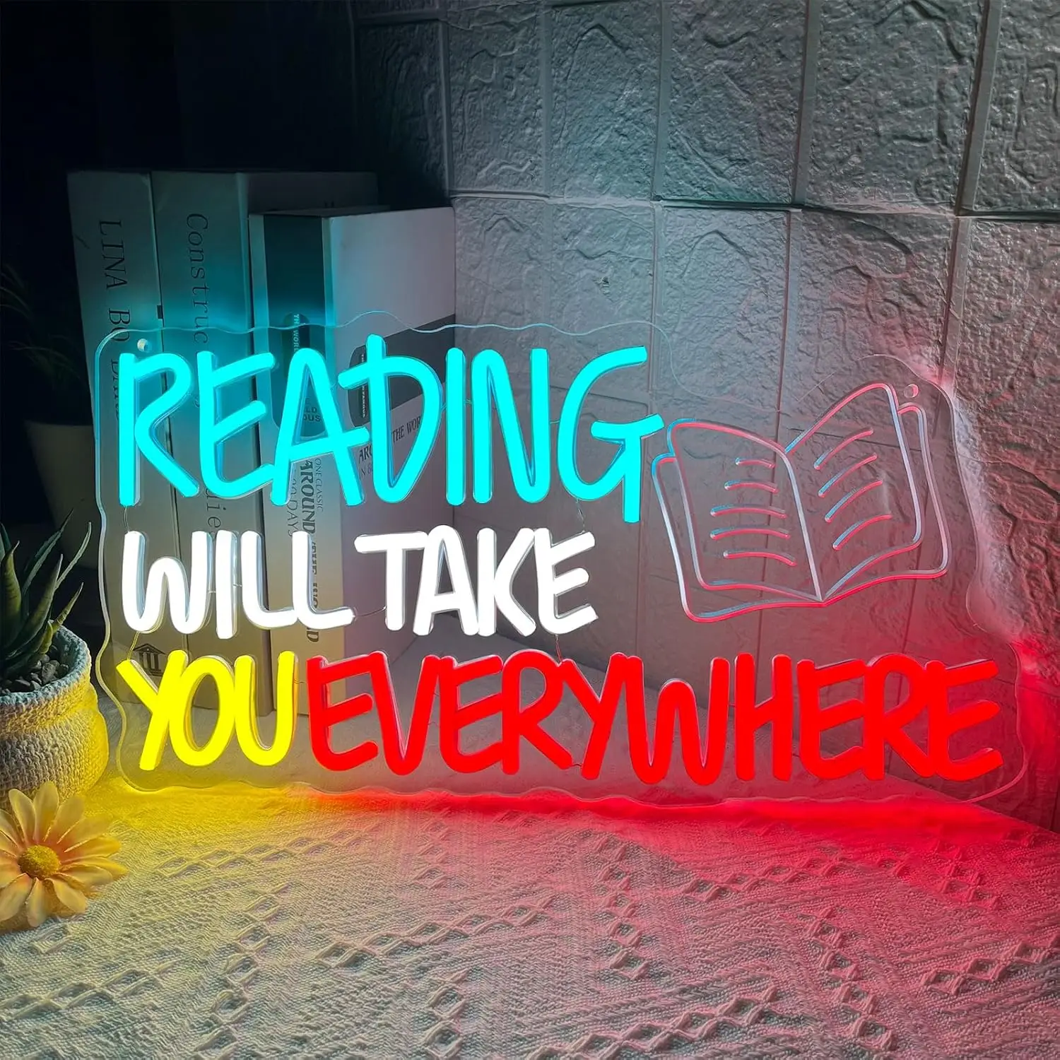 読書はどこへでも連れて行きます-ネオンサイン-学生用-led-ネオンライト-調光可能-教室-書店-図書館-博物館-勉強用装飾